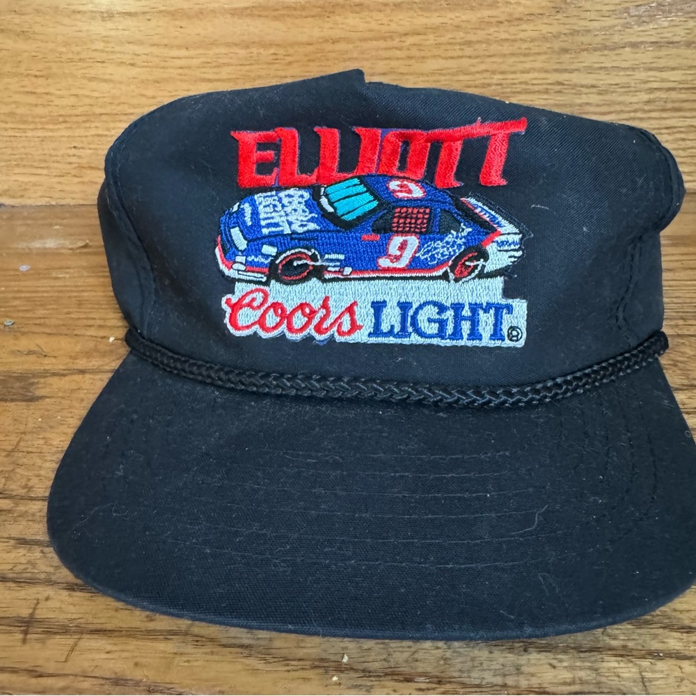 NASCAR Bill Elliott Coors Light 80s Trucker Snapback Rope Braid Black Hat Korea